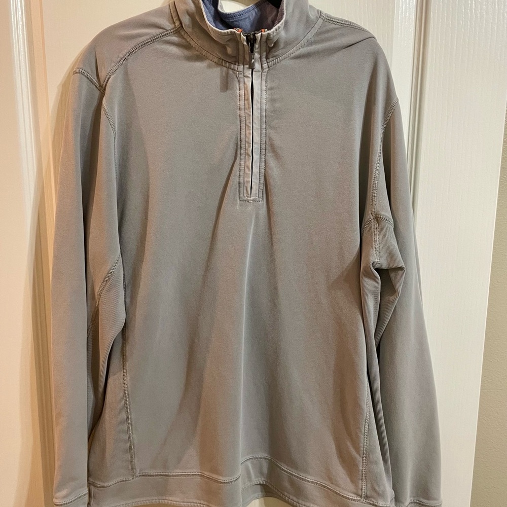 Men’s Tommy Bahama Gray Quarter-Zip Pullover